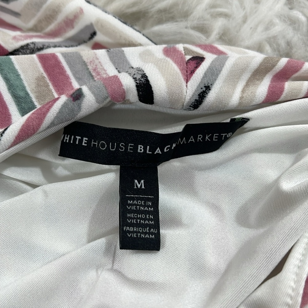 White House Black Market Shirred Tank Blouse Chevron Pattern Sleeveless NWT Sz M - Picture 7 of 10